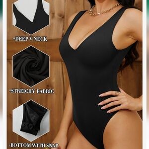 Black V neck bodysuit size XL